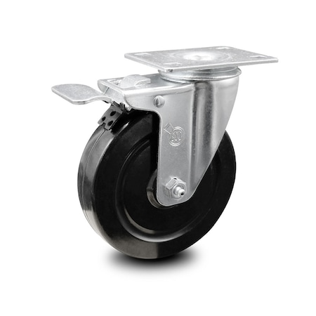 Service Caster 5 Inch Hard Rubber Wheel Swivel Top Plate Caster with Total Lock Brake SCC SCC-TTL20S514-HRS